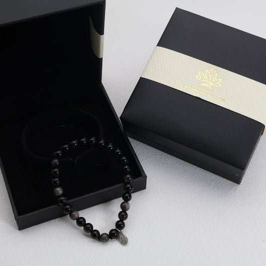 Silver Shadow Obsidian Bracelet – 925 Sterling Silver