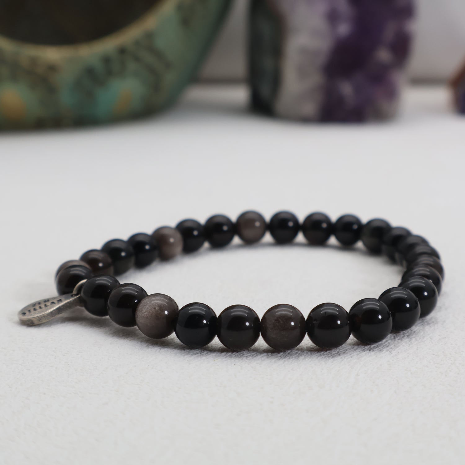 Silver Shadow Obsidian Bracelet – 925 Sterling Silver