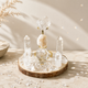 Clear Quartz crystal grid set with natural wood base and crystal points