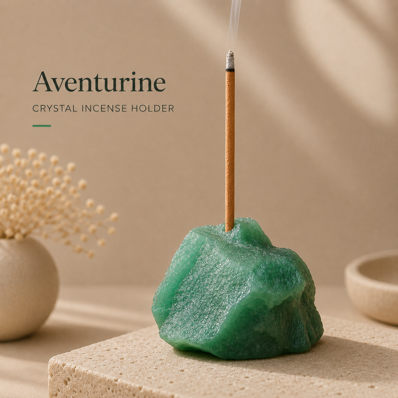 Aventurine natural raw crystal incense holder