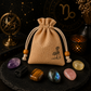Capricorn zodiac crystal set with natural stones and drawstring pouch