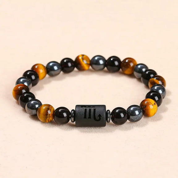 Scorpio Tiger’s Eye and black hematite zodiac bracelet