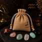 Aquarius zodiac crystal set with natural stones and drawstring pouch