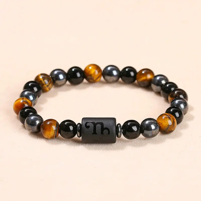 Capricorn Tiger’s Eye and black hematite zodiac bracelet