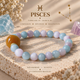 Pisces zodiac crystal bracelet with Aquamarine and Kunzite AI Companion Core