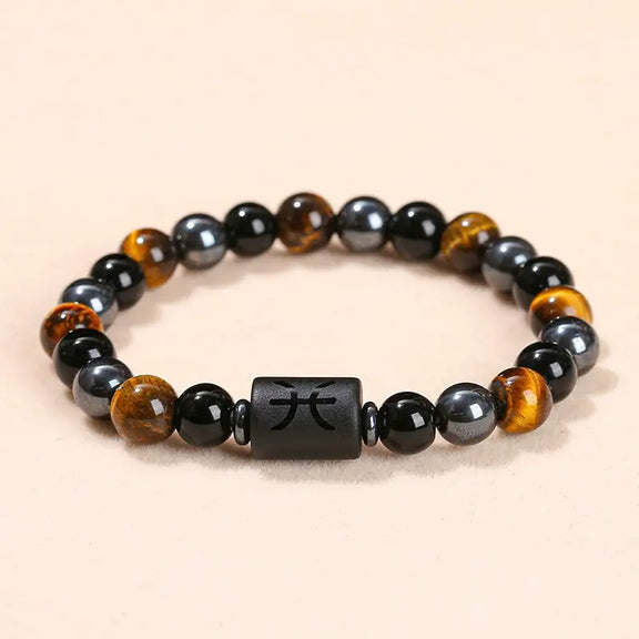 Pisces Tiger’s Eye and black hematite zodiac bracelet