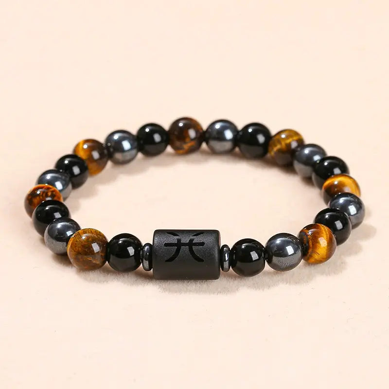 Pisces Tiger’s Eye and black hematite zodiac bracelet