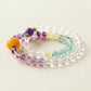 Aurora Dream bracelet crafted with Fluorite White Crystal and Amethyst crystal beads featuring purple green gradient and clear crystal design