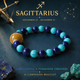 Sagittarius zodiac crystal bracelet with Lapis Lazuli and Treated Turquoise AI Companion Core