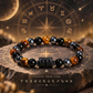 Tiger’s Eye and black hematite zodiac bracelet with astrology symbols