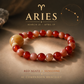 Aries zodiac crystal bracelet with Red Agate and Sunstone AI Companion Core