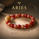 Aries zodiac crystal bracelet with Red Agate and Sunstone AI Companion Core