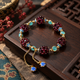 Natural garnet and amazonite gemstone bracelet with cloisonné accents