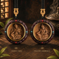Green Tara and Yellow Jambhala carved sandalwood pendant necklaces