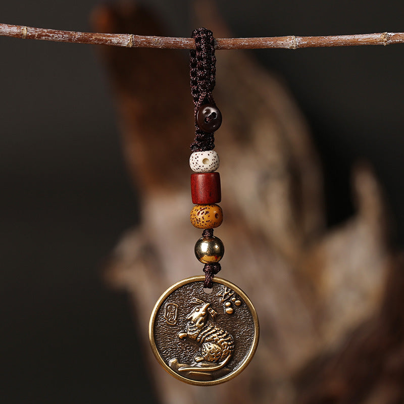 Rat Chinese Zodiac brass keychain