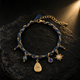 Celestial sun and star charm bracelet with natural lapis lazuli accent