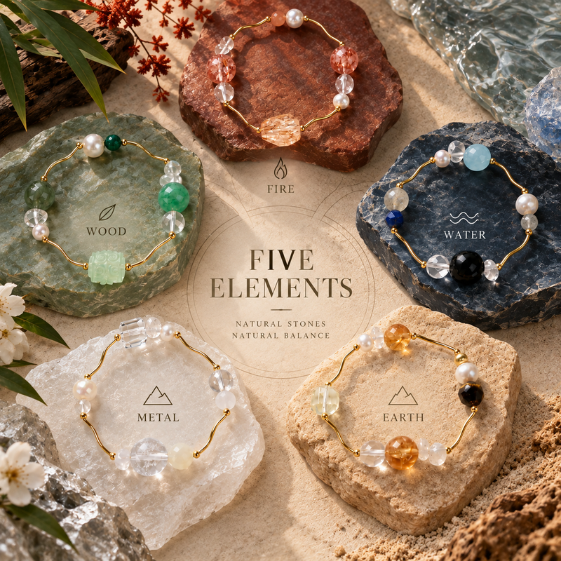 Wu Xing Five Elements natural gemstone bracelet collection