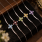Natural gemstone four-leaf clover S925 sterling silver bracelets in five colors