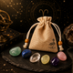 Aries zodiac crystal set with natural stones and drawstring pouch