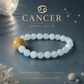 Cancer zodiac crystal bracelet with White Moonstone and Aquamarine AI Companion Core
