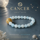 Cancer zodiac crystal bracelet with White Moonstone and Aquamarine AI Companion Core