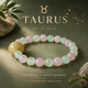 Taurus zodiac crystal bracelet with Prehnite and Rose Quartz AI Companion Core