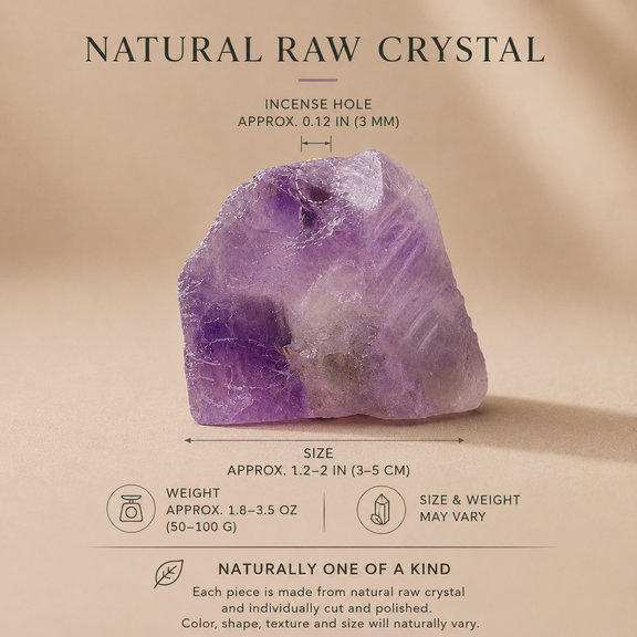 Natural raw crystal incense holder size and weight guide