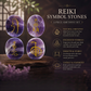 Amethyst Reiki symbol stones with four engraved gold symbols