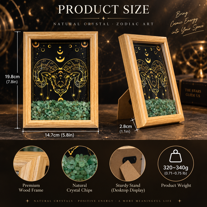 Zodiac crystal frame decor size and product details