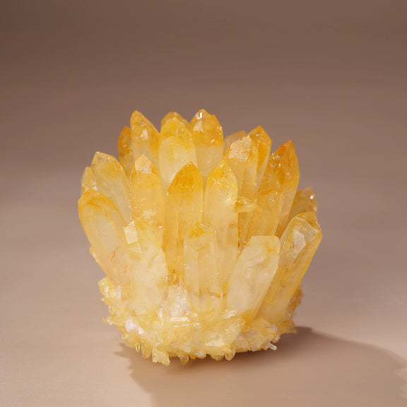 Yellow quartz crystal cluster decorative home decor piece