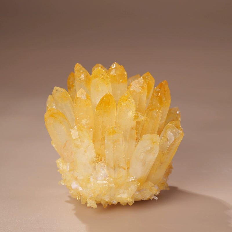 Yellow quartz crystal cluster decorative home decor piece