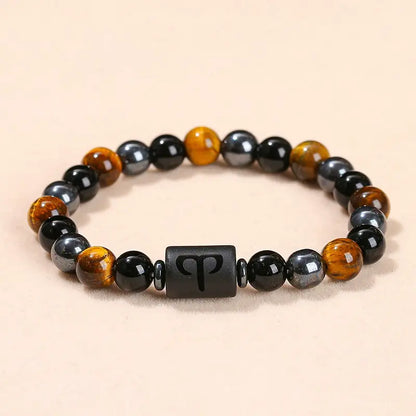 Aries Tiger’s Eye and black hematite zodiac bracelet