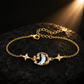 Gold moonstone crescent moon celestial bracelet with star details