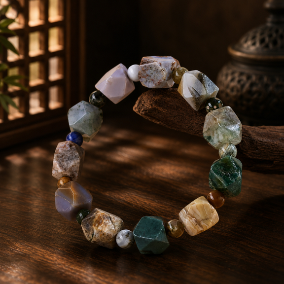 Ocean Chalcedony bracelet with natural freeform stone beads