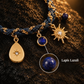 Close-up of single natural lapis lazuli accent on celestial bracelet