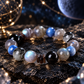 Celestial Night Gray Moonstone, Kyanite and Silver Sheen Obsidian bracelet