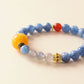 Close Up of Stellar Flow Natural Crystal Bracelet with Kyanite Moonstone Red Agate Silver Obsidian Design
