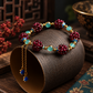 Natural garnet bracelet with amazonite stones and decorative accents