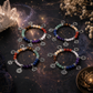 natural gemstone 7 chakra bracelets with symbolic silver charms