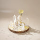 Citrine and Clear Quartz crystal grid set with natural wood base