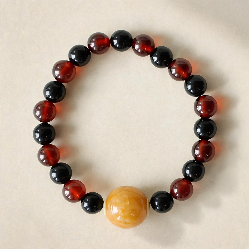 Scorpio Obsidian and Garnet crystal bracelet product showcase