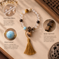 8mm clear quartz Qinan agarwood and 10mm larimar bracelet material details
