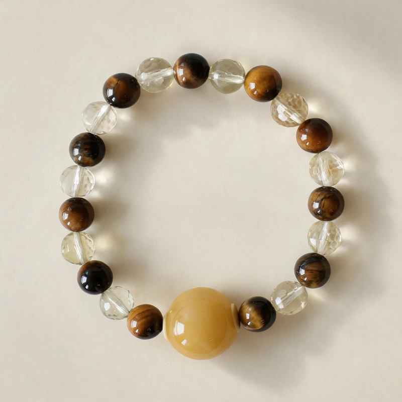 Leo Tiger's Eye and Faceted Citrine crystal bracelet product showcase