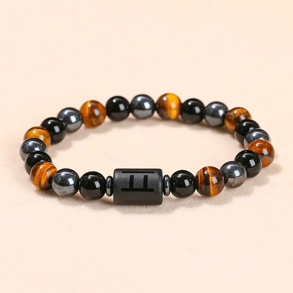 Gemini Tiger’s Eye and black hematite zodiac bracelet