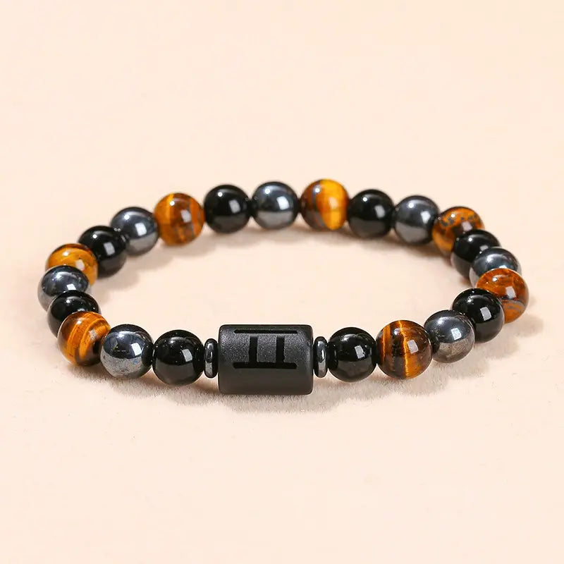 Gemini Tiger’s Eye and black hematite zodiac bracelet