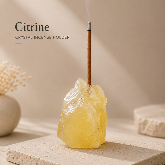 Citrine natural raw crystal incense holder