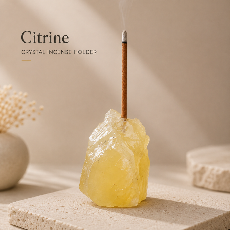 Citrine natural raw crystal incense holder