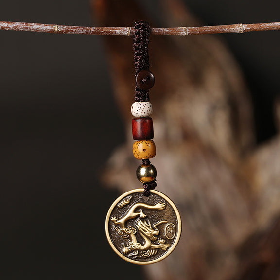 Dragon Chinese Zodiac brass keychain