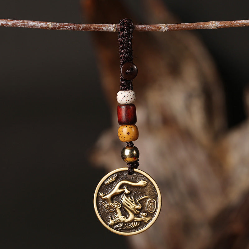 Dragon Chinese Zodiac brass keychain