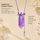 Amethyst double point crystal necklace size and details with natural crystal pendant and titanium steel chain